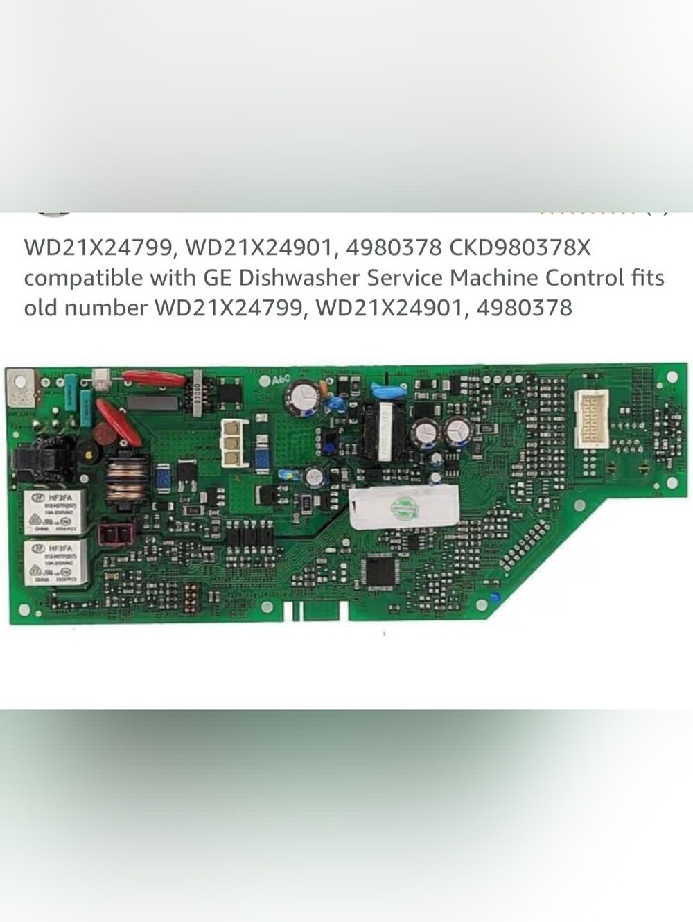 Gdt695ssj0ss WD21X24799, WD21X24901, 4980378 Main Control Board GE Dishwasher